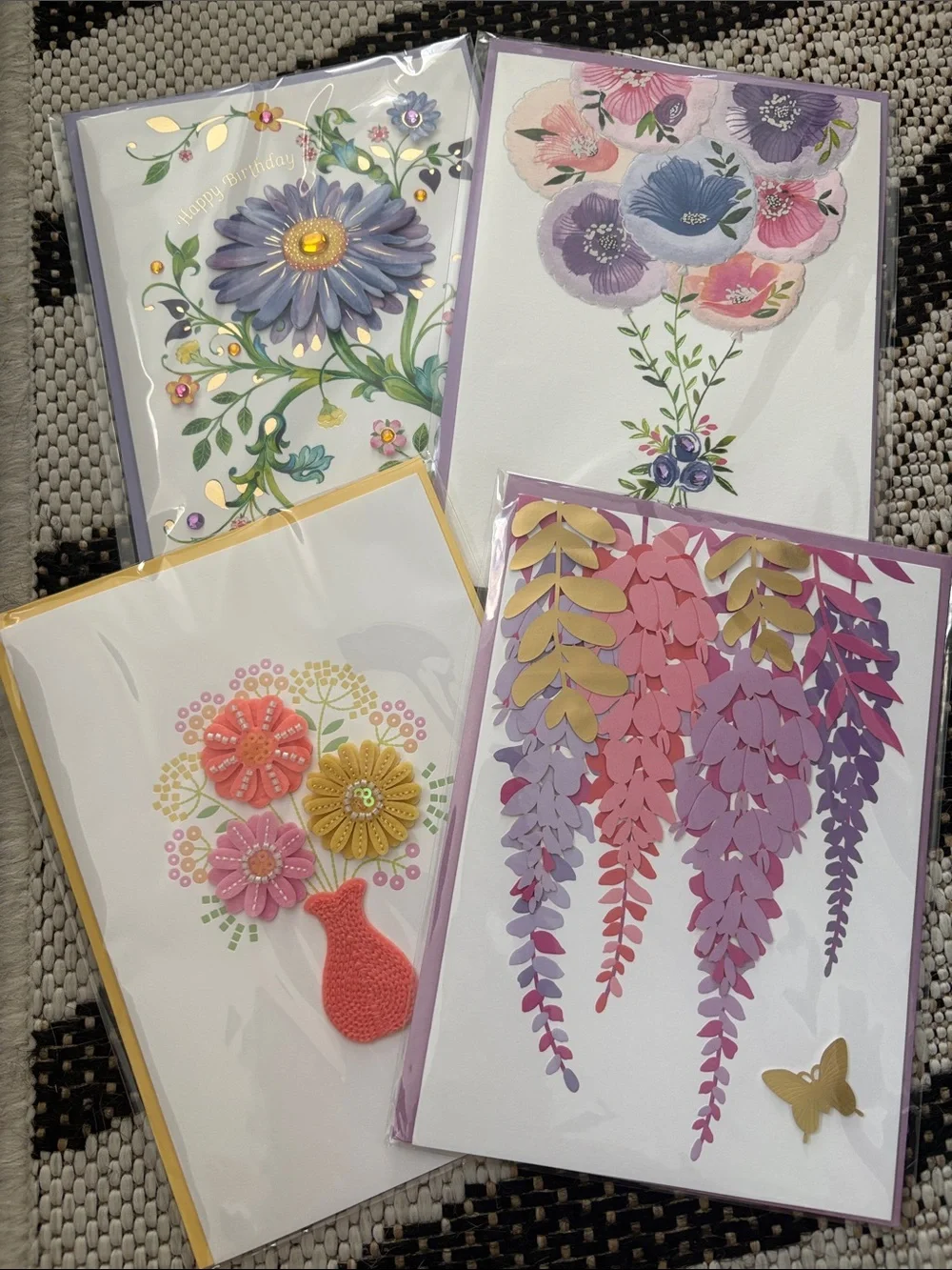 🆕Bundle Of 4 Floral Papyrus Greeting Cards